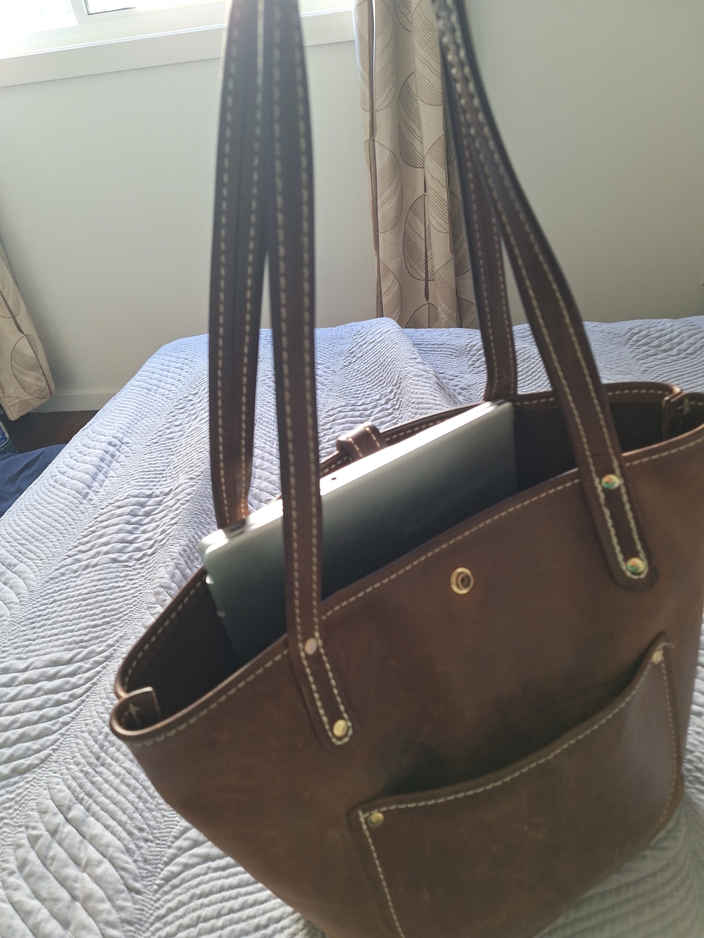 Brown Leather Tote Bag - Classic Everyday Shoulder Bag